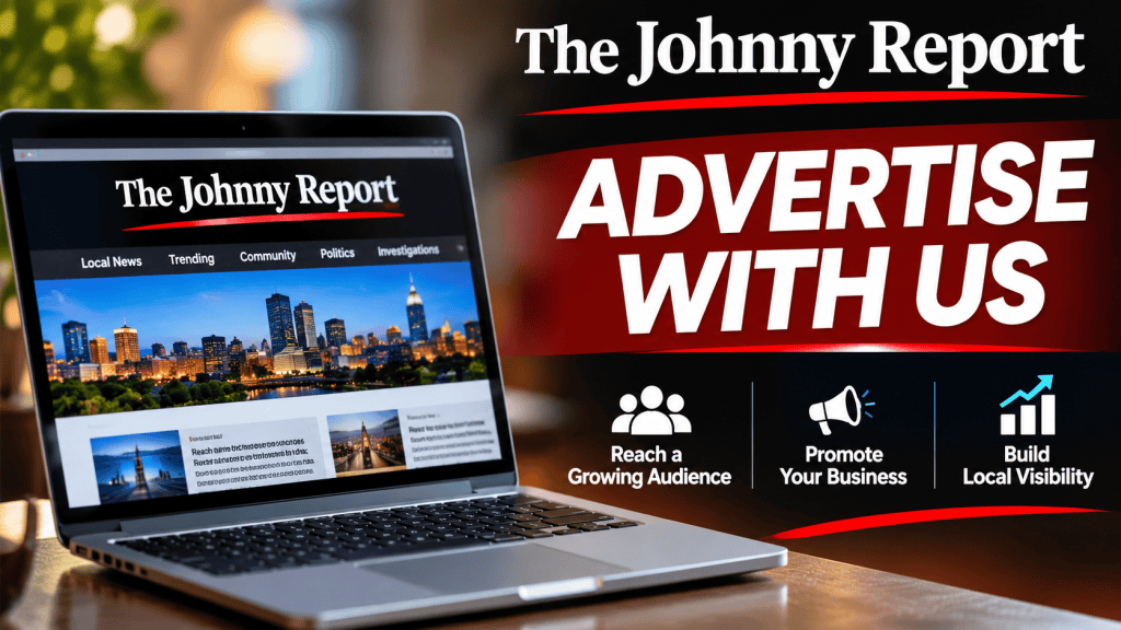 Promotional graphic advertising business sponsorships, website advertisements, and social media promotions through The Johnny Report.